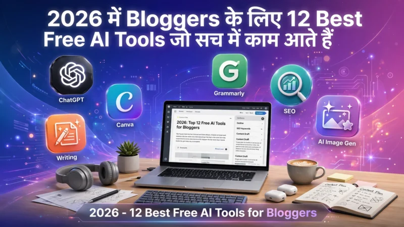 2026 में Bloggers के लिए 12 Best Free AI Tools जो सच में काम आते हैं